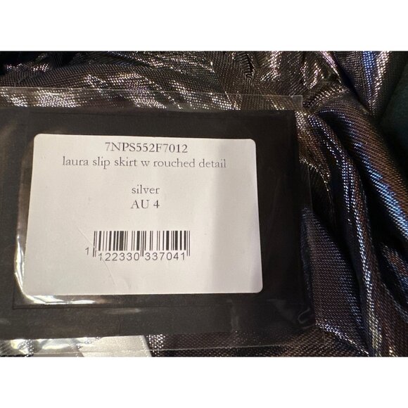 Ellery Laura Silver Lamé Ruche Slip Skirt 65% Silk US 0 Australian Coture $2195 - Picture 6 of 16